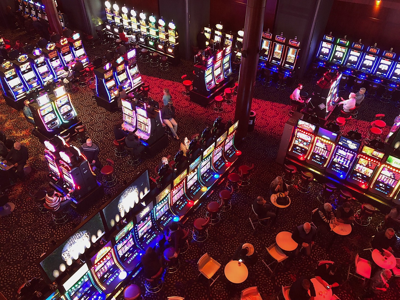 top level view of a casino showing guests interaction