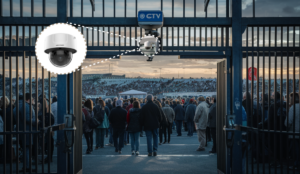 CCTV captures facial recognition of fans entering the stadium for enhanced security and seamless access